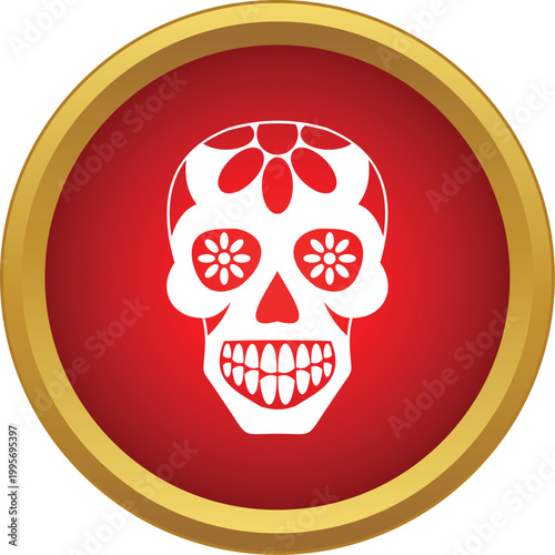 Sugar skull or calavera icon representing mexican holiday dia de los muertos