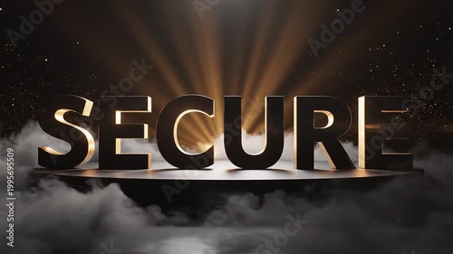 Secure Word Revealed with Dramatic Lighting and Smoke Effects on a Pedestal