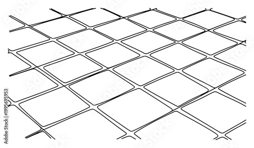 Continuous one line drawing of a perspective view grid mesh pattern for industrial background
