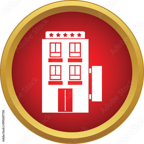 Hotel building with five stars representing luxury accommodation service