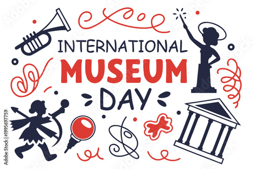 INTERNATIONAL MUSEUM DAY vector illustration isolated on white background