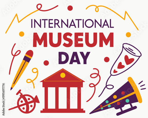 International Museum Day Vector Illustration, Cultural Heritage and Museum Exhibition Design