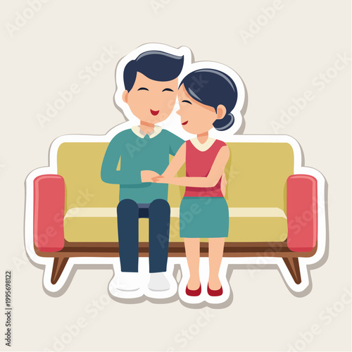 Couple Sitting Together on Sofa