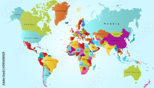World map. Color modern vector map. Silhouette map