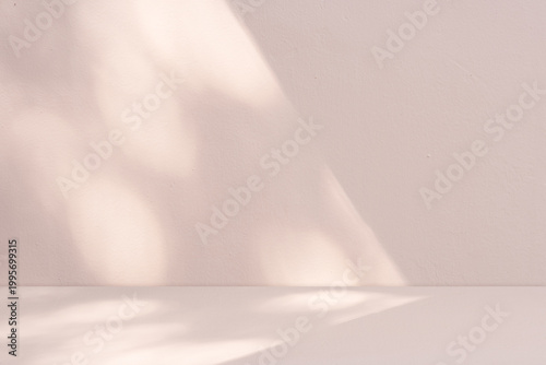 Pink background, Podium and soft shadow on wall interior room, Minimal studio scene with pastel gradient light for Summer product display, Modern backdrop for beauty, cosmetic, branding design banner