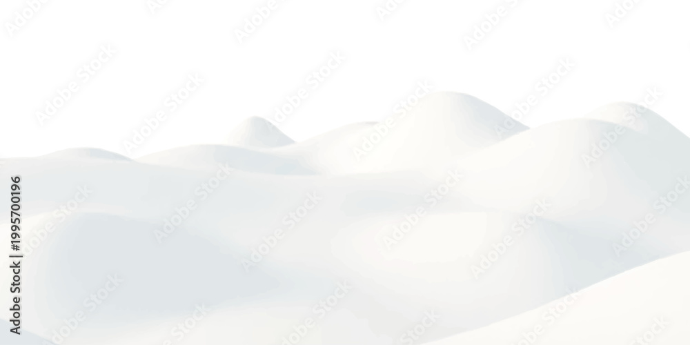 Fototapeta premium Abstract white hills with soft smooth curves and clean minimalist landscape design