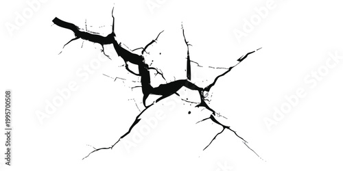 Black crack texture pattern design element for distressed surface effects