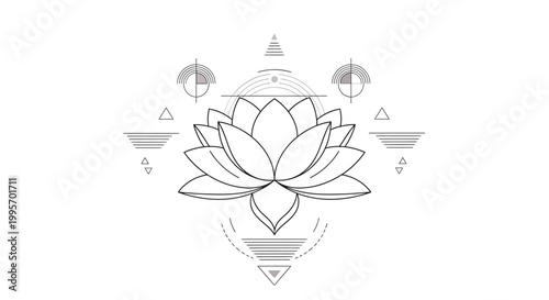 Geometric Lotus Flower Sacred Geometry Symbol Outline
