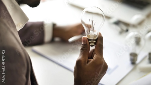 Hand Holding Light Bulb Idea Concept Thinking