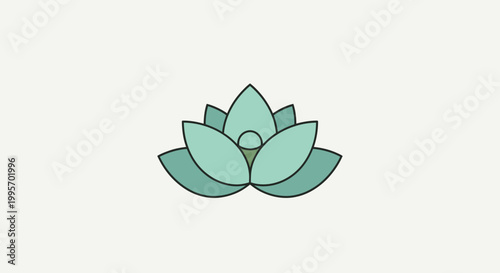 Minimalist Lotus Flower Icon, Zen Symbol, Wellness and Spa Concept