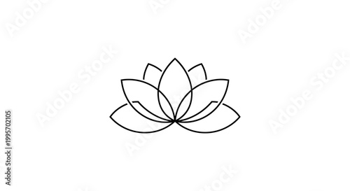 Minimalist Lotus Flower Line Art Icon, Zen Symbol, Yoga Meditation Graphic