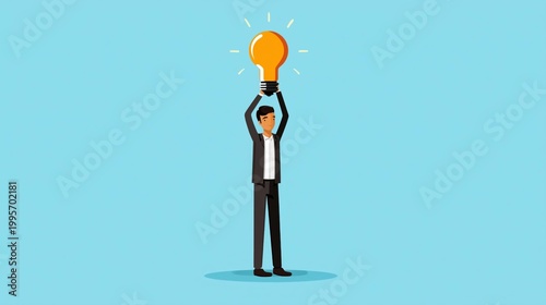 Man Holding Light Bulb Idea Concept Graphic