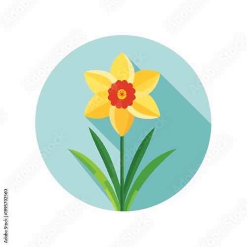Flat Design Daffodil Flower Icon