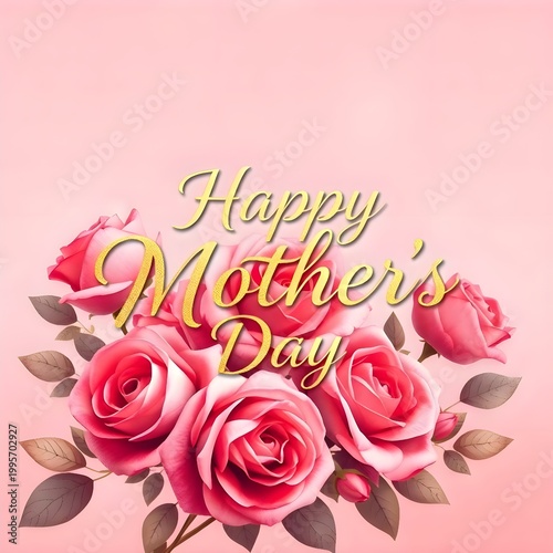 happy mother's day with pink roses