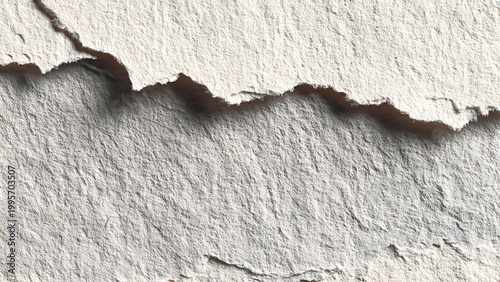 Close-up view of a rough, peeling white surface with cracked texture