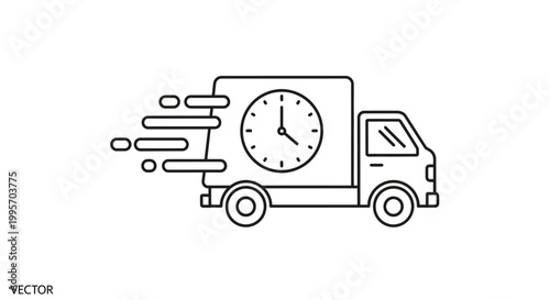 Fast delivery truck with clock on side.