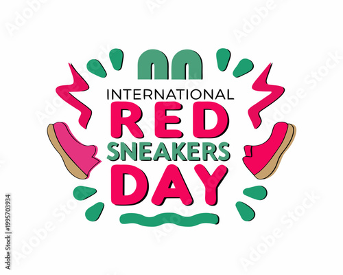 International Red Sneakers Day Vector Illustration, Mental Health Awareness Campaign Design