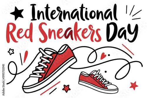 International Red Sneakers Day Vector Illustration, Awareness and Solidarity Concept Design