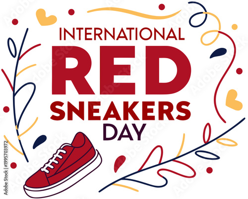 International Red Sneakers Day Vector Illustration, Awareness and Solidarity Concept Design