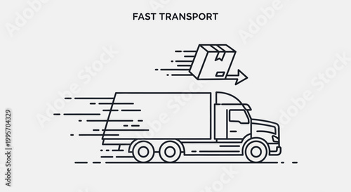 Fast transport delivery truck vector icon.