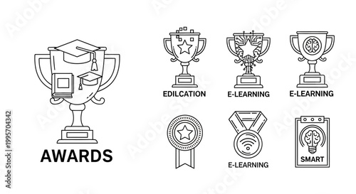 E-learning and education awards icons.