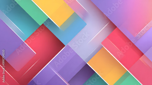 Vibrant rectangles intersect and overlap in a colorful geometric pattern on screen.