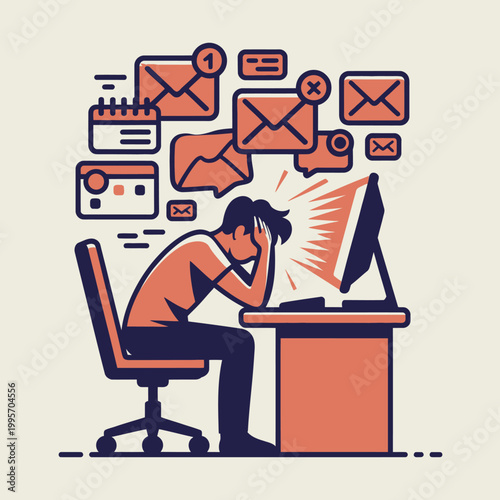 Konstfotografi stress work karyawan kantor pusing banyak kerjaan