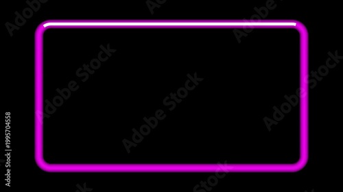 Pink Neon Rounded Rectangle Frame Loop on Black Background