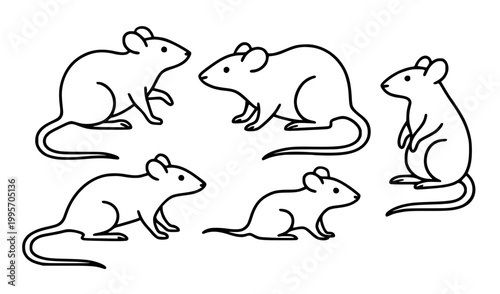 Rat minimalist outline icon set