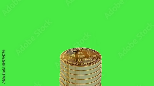 Bitcoin Falling Animation Green Screen 4k footage