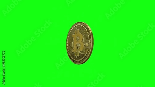 Bitcoin  Rotation Animation Green Screen video footage