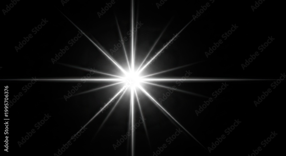 Fototapeta premium Bright White Starburst Light Effect on Dark Background.