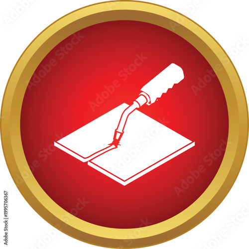 Welding torch joining two metal plates, representing industry and fabrication