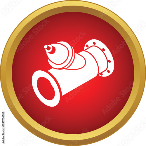 Fire hydrant connection pipe in a flat vector circle for emergency services