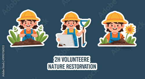 Cheerful Young Volunteers Planting and Restoring Nature with Enthusiasm.