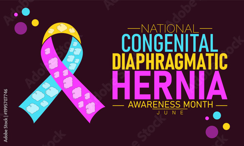 Congenital diaphragmatic hernia awareness month banner with colorful ribbon