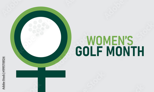 Women's golf month logo design featuring a golf ball inside a female symbol