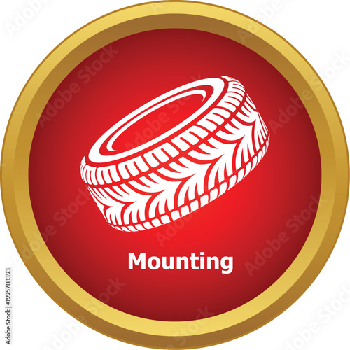 Automotive tire icon on a circular background for vehicle service and maintenance