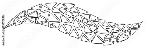 Flowing wave of geometric triangles in minimal line art style