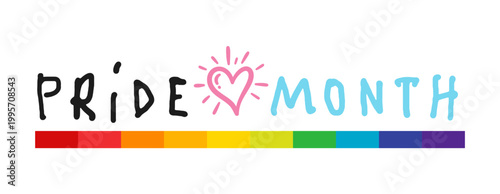 Clean Pride Month 2026 design with handwritten text and subtle rainbow accent. Ideal for corporate, social media, and inclusive branding visuals.