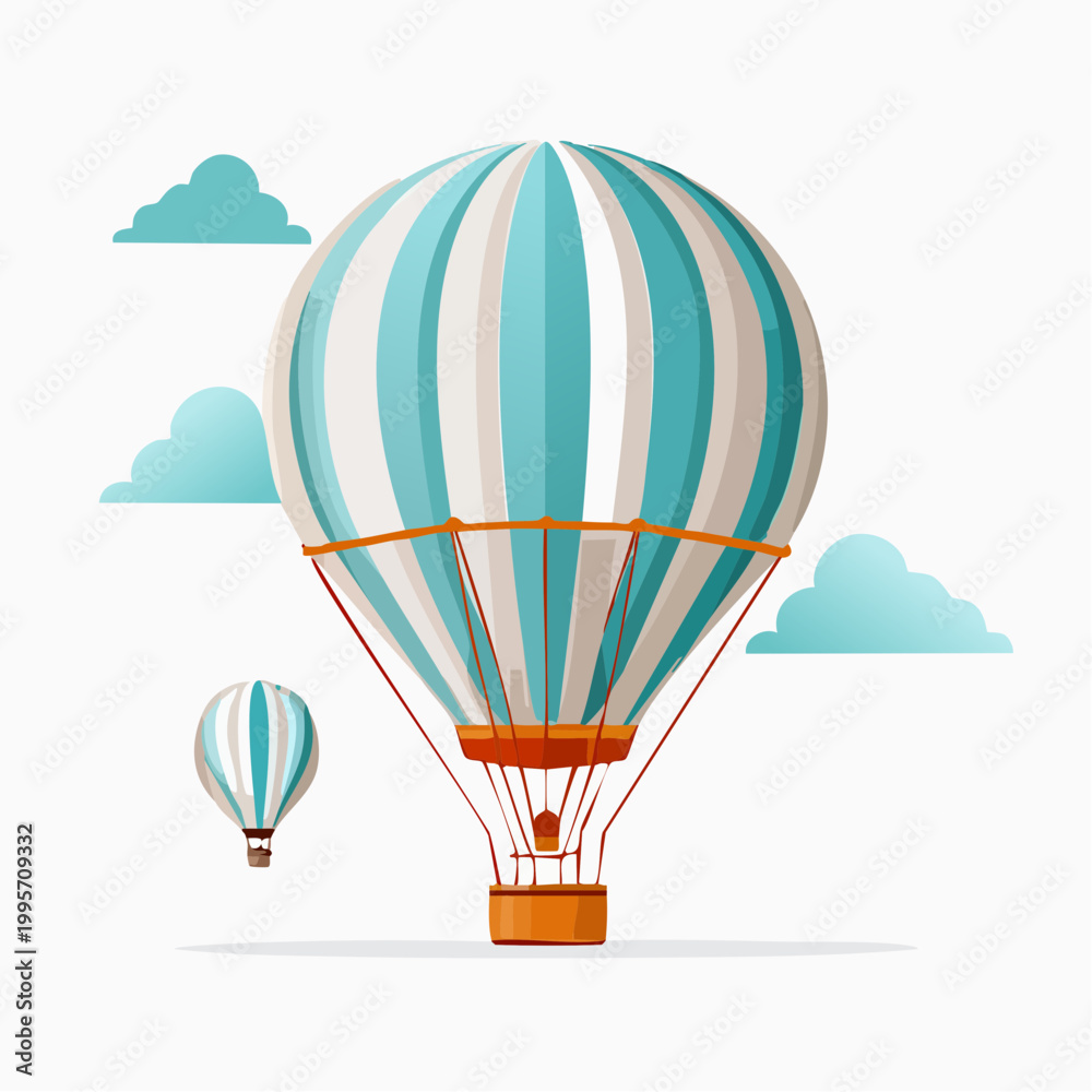 Naklejka premium Hot Air Balloons Floating in a Cloudy Sky