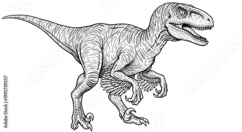 Velociraptor Dinosaur Illustration, Prehistoric Reptile, Fierce Predator