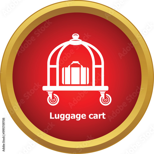 Luggage cart trolley with suitcase offering hotel and travel service