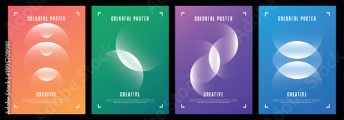 Bild auf Leinwand A series of four vibrant minimalist posters featuring overlapping gradient circl