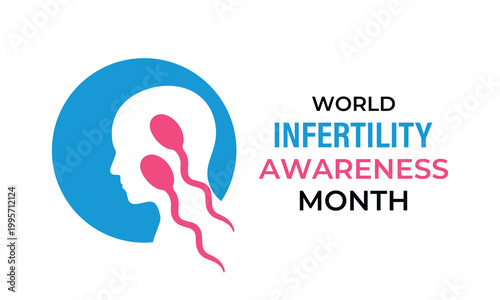 World Infertility Awareness Month featuring ribbon symbols and reproductive health concepts. pink-blue ribbon design with baby footprints, perfect for fertility awareness campaigns and healthcare .
