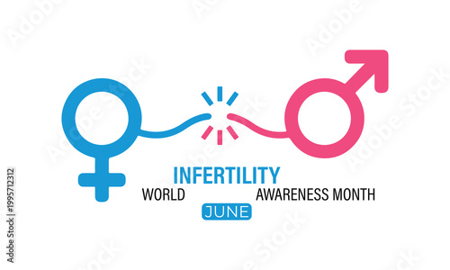 World Infertility Awareness Month featuring ribbon symbols and reproductive health concepts. pink-blue ribbon design with baby footprints, perfect for fertility awareness campaigns and healthcare .