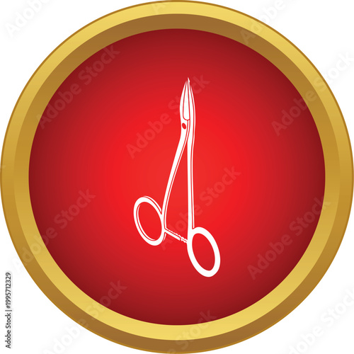 Surgical forceps tool depicted in a modern flat icon for medical applications