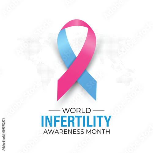 World Infertility Awareness Month Pink and blue awareness ribbons highlighting reproductive health and global infertility awareness month concept.