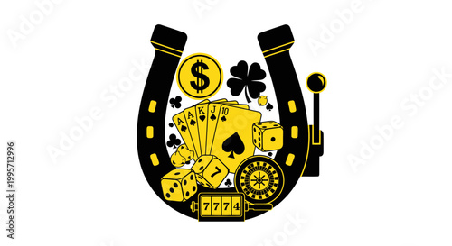 Casino Luck: Horseshoe, Playing Cards, Dice, Roulette, Slot Machine, Clover