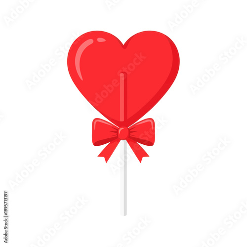 Red Heart Lollipop with Bow, Valentine's Day Candy, Sweet Treat